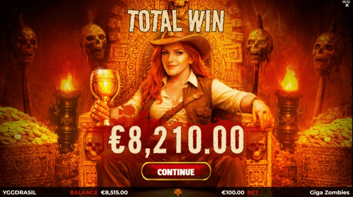 Giga Zombies - total win for the session